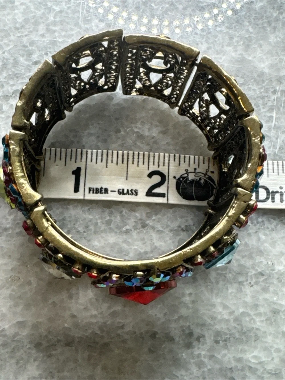 Multicolor Gemstone Statement Cuff Bracelet - Red, Blue & Green Accents
